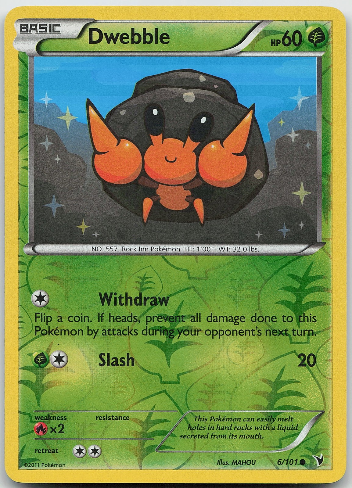 Dwebble Reverse Holo 6/101 Noble Victories NM Pokémon