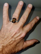 Judith Ripka Sterling Silver 925 Ring  with Citrine Gemstone. Size 10