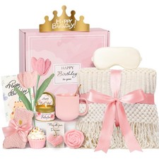 CuriBox Birthday Gifts for Women - 13PCS Unique Happy 50x60 inches, Pink