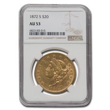 1872-S $20 Liberty Gold Double Eagle AU-53 NGC