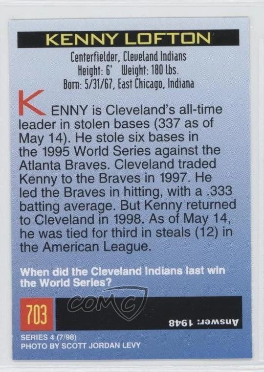 1998 Sports Illustrated for Kids Series 2 Kenny Lofton #703 - Image 2 of 2