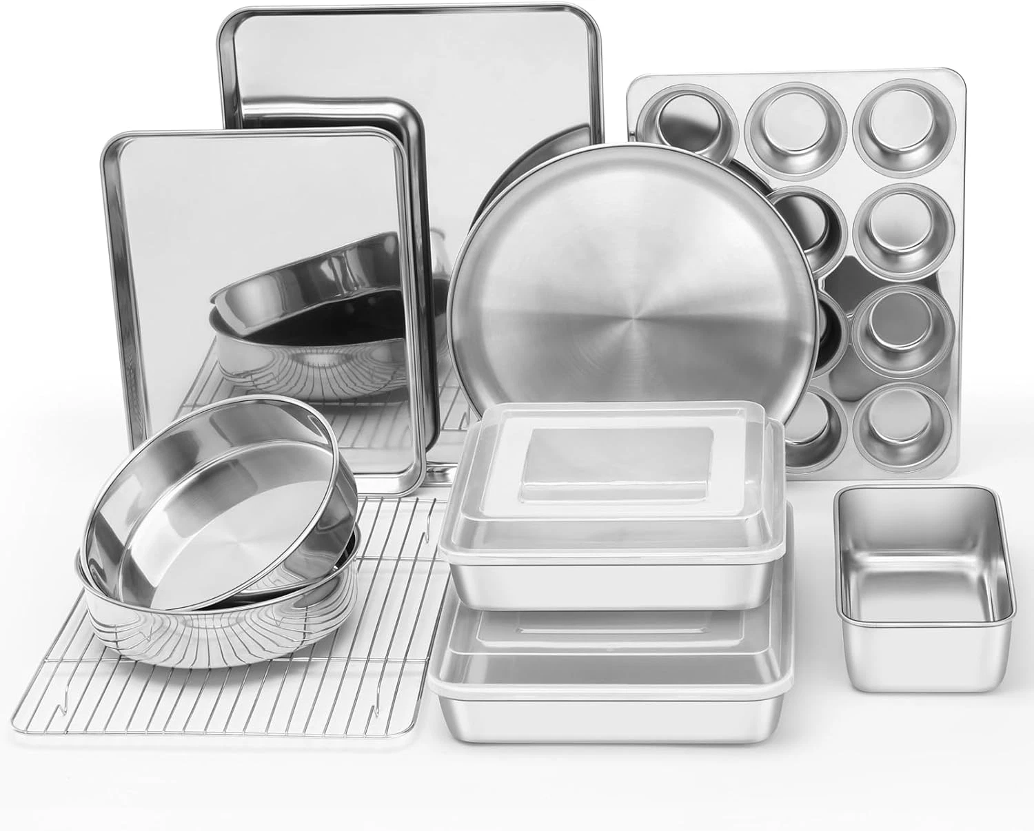 12-Piece Non-Toxic Stainless Steel Bakeware Set with Lids & Dishwasher Safe