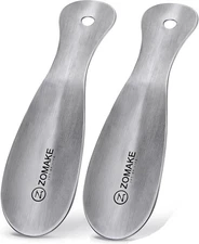 ZOMAKE Metal Shoe Horn, Small Travel Shoehorn for Men Women Kids,7.5'' 2 Pcs 