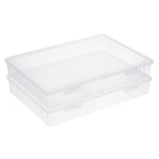 Clear Plastic Storage Box with Flap Lid, Multipurpose Craft Organizers and Stora