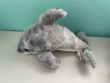 Aurora Dolphin Gray White Belly Plush Stuffed Animal 11" Long Soft