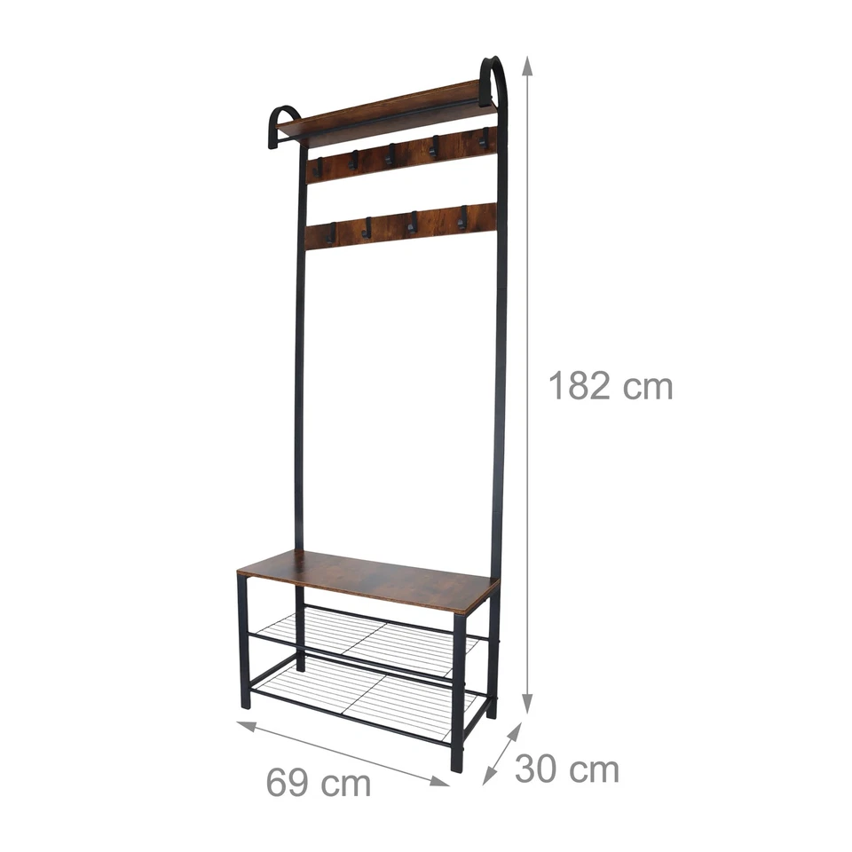 Dressing, porte-manteau, banc à chaussures, meuble d'entrée, crochets - Photo 4/4