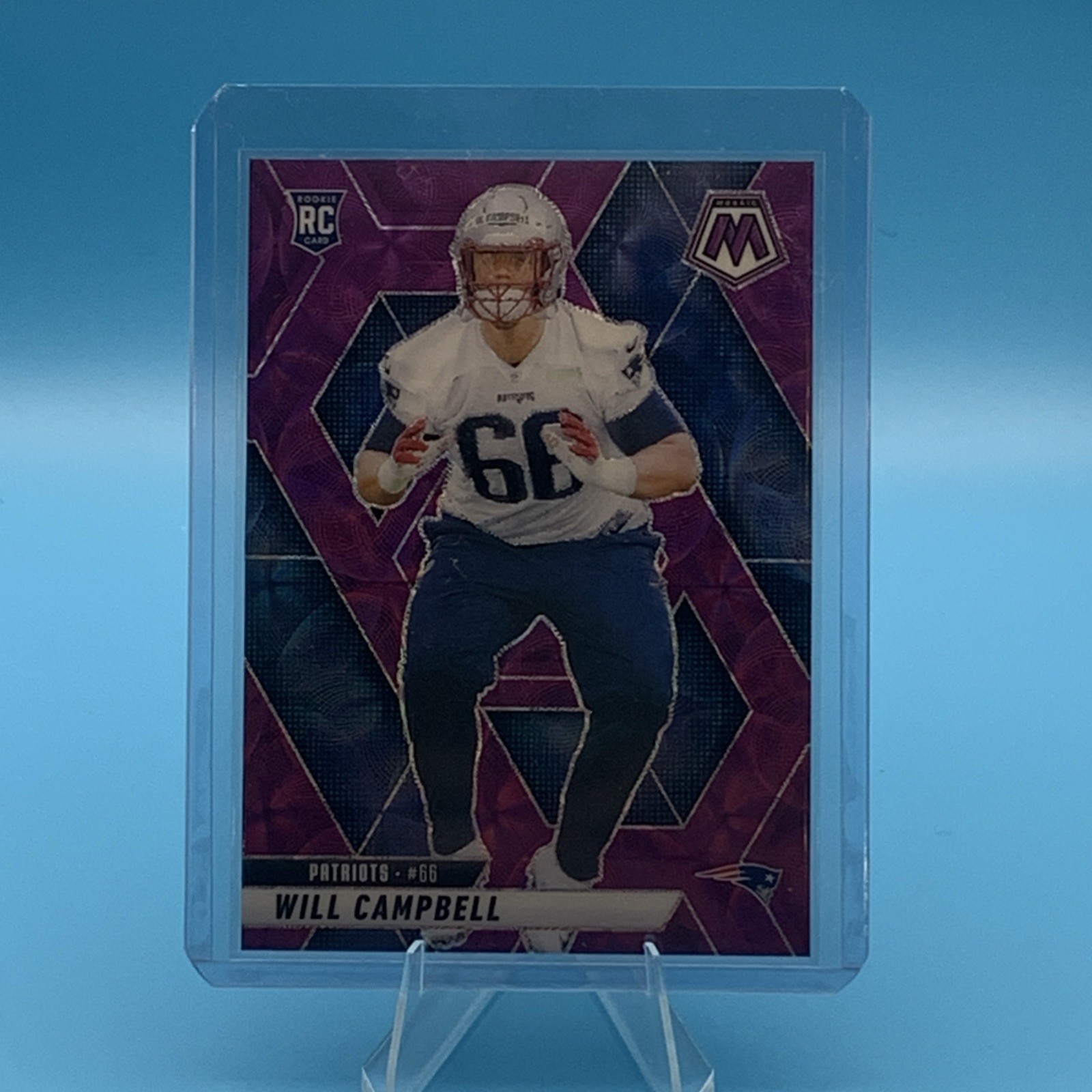 2025 Panini Mosaic #378 Will Campbell Rookie RC - Purple Scope Prizm - Patriots