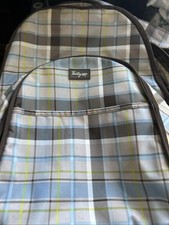 Thirty-One Plaid Blue Brown Plaid 18" Full Size Backpack