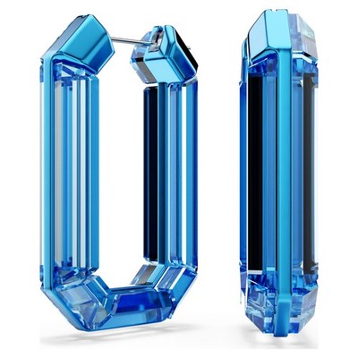 Swarovski Lucent Blue Octagon Crystals Statement Hoop Earrings Geometric 5633950