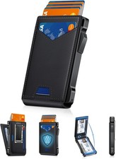 Kafellon Slim Pop-Up Wallet Black RFID Blocking Metal Card Holder  Money Clip