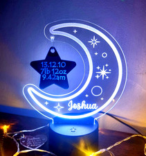 Personalised New Born BABY gift LED night light lamp Custom Name BIRTHDAY plaque