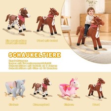 Rocking Horse Little Baby Plush Toy Wooden Style Ride on Rocker Sound Kids Otnum