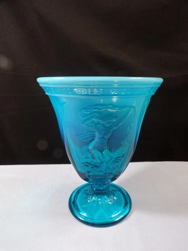 Fenton Blue Opalescent Glass Dancing Ladies Vase