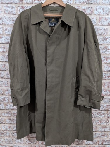 Grenfell, Cappotto Mac vintage verde oliva Grenfell. Donna 10-12. Plaid. Made In England ottime condizioni