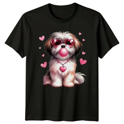 Shih Tzu Hundeherzen Sonnenbrille Kaugummi Tiere Herren T-Shirt Damen Tee Grafik