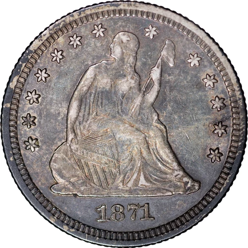 1871 25c Seated Liberty Quarter ~ VF Details