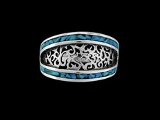 Elf Quest Ring • 925 Sterling Silver • Kingman Turquoise • Wolf Rider •...