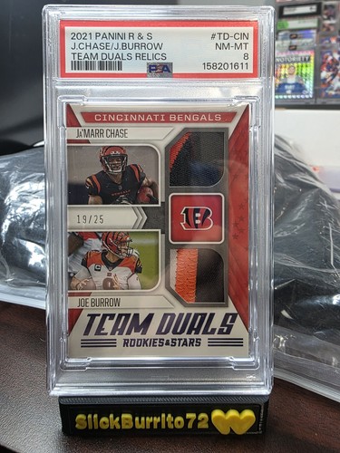 2021 Rookies & Stars - Team Duals Joe Burrow, Ja'Marr Chase(RC) /25 - PSA 9