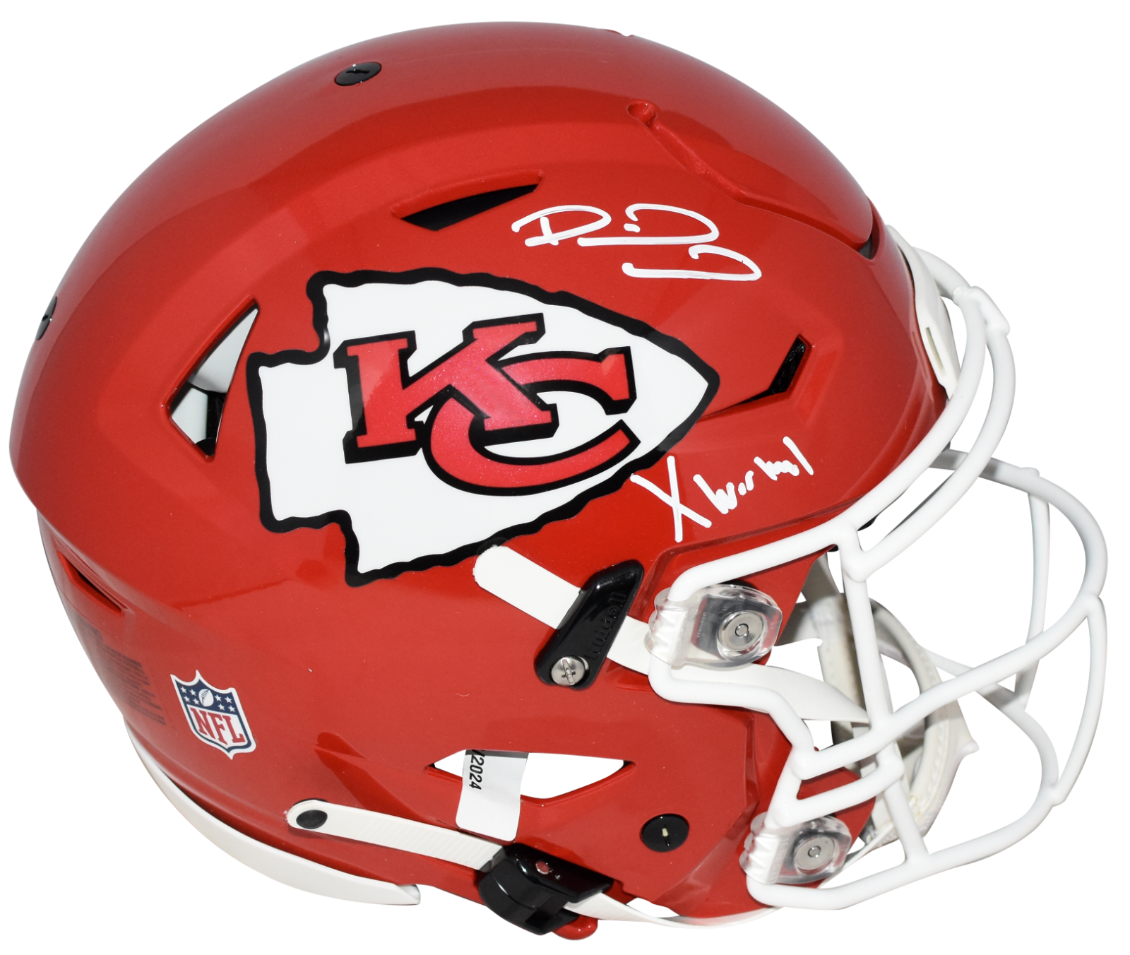 PATRICK MAHOMES & XAVIER WORTHY SIGNED KANSAS CITY CHIEFS AUTH SPEEDFLEX HELMET 