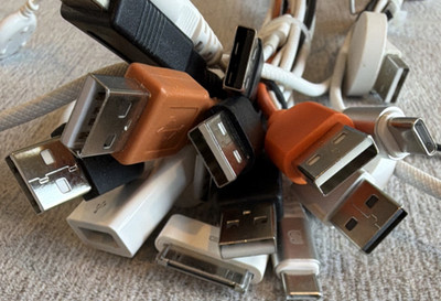 USB Cable Lot USB-A/USB-C/Mini-B/Micro-B/3.5mm Round White/Black/Orange