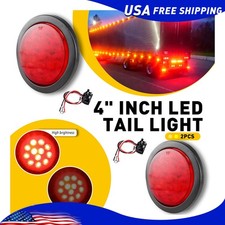 2pc 4inch Round Led Truck Trailer Stop Turn Tail Brake Lights Waterproof 12-led
