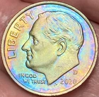 2020-D Roosevelt Dime Beautiful Lustrous Gold/Rainbow Toned Coin   #5