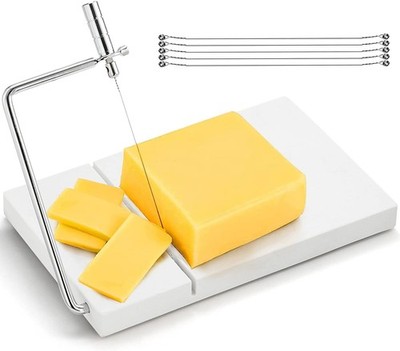 ZEAYEA Cheese Slicer, Marble Cutter with 6 Wires, 8'' L x 5'' W Silver 