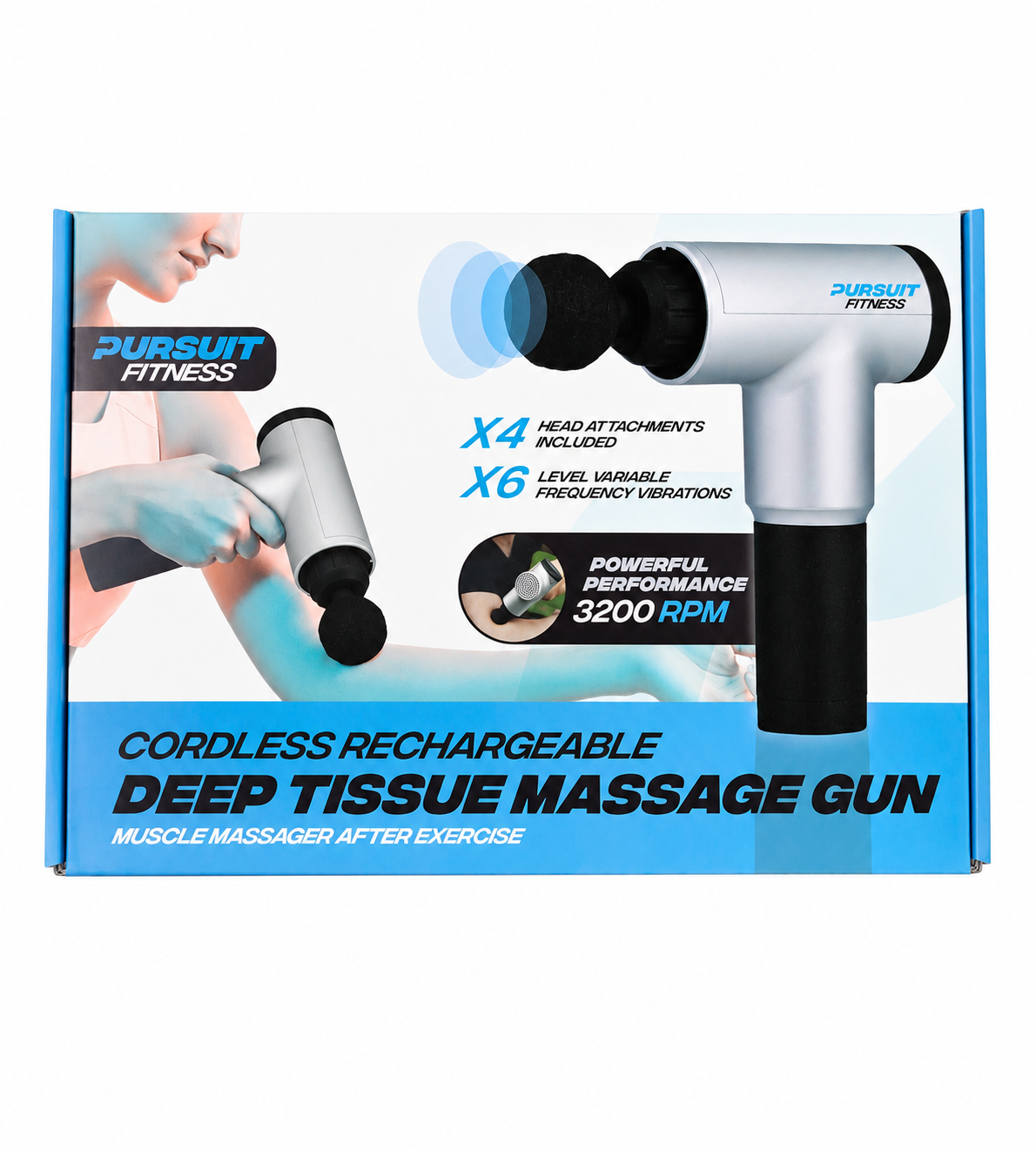 Professional Body Muscle Massager Deep Tissue Massage Gun 4 Head Set Pain Relief