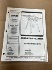 Craftsman 10" table saw model 113.298721 / 113.298761 Owner's Manual