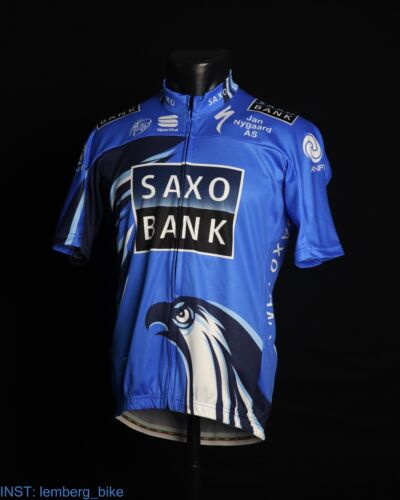 SAXO BANK Sportful Uci Team mens Blue cycling jersey (XL) - Picture 1 of 8