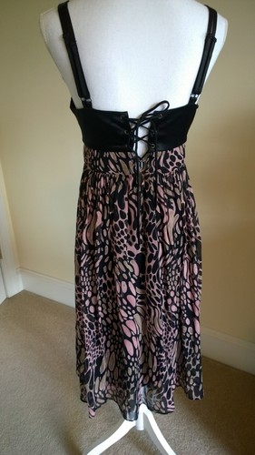ARDEN B Black/Pink Dress Size 10 Empire Corset Bra Silk Dress - Picture 9 of 12