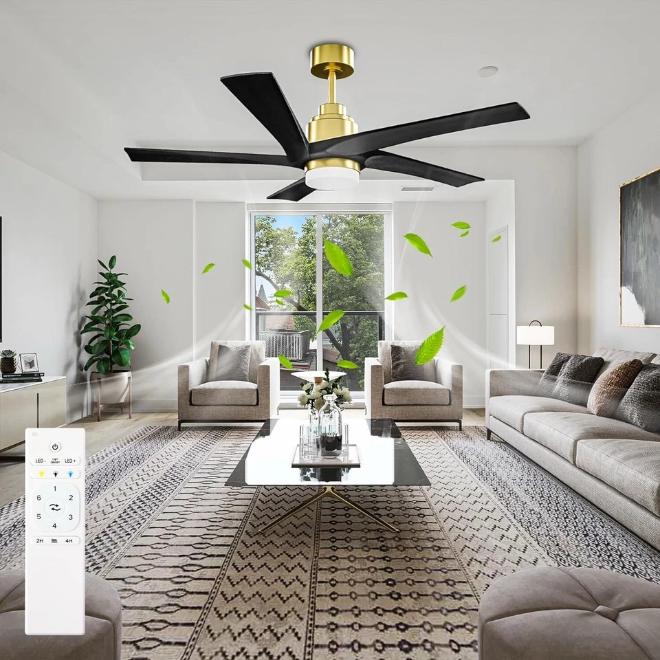 52 Inch Ceiling Fans with Lights and Remote Control, Stepless Dimmable - Image 2 of 4