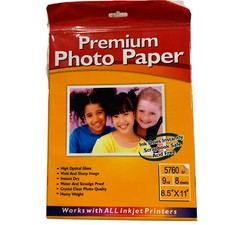 Sealed Premium Photo paper 8-sheets 8.5  x11  ,9 mil,5760dpi,greenbrier