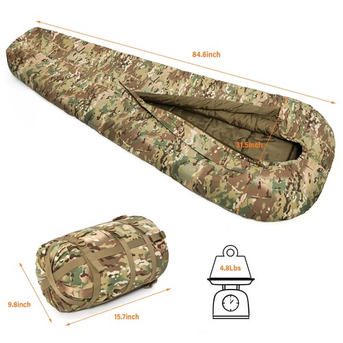 Sleeping System 4 Season Waterproof Cold MulticamMilitary Tactical Sleeping Bag - Picture 18 of 30