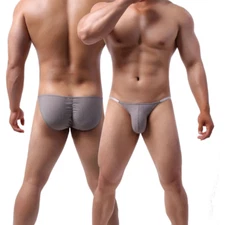 Sexy-Mens Mesh Low Rise Bikini Thong G-string Briefs Underwear Swimwear Panties