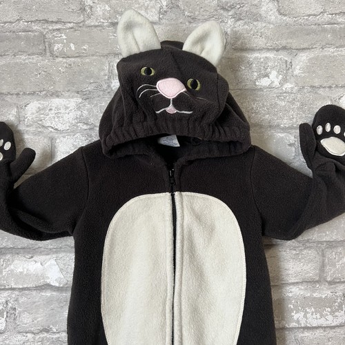 Old Navy 6 - 12 Months Fleece Kitty Cat Halloween Costume. Black and White Cat. - Picture 5 of 9