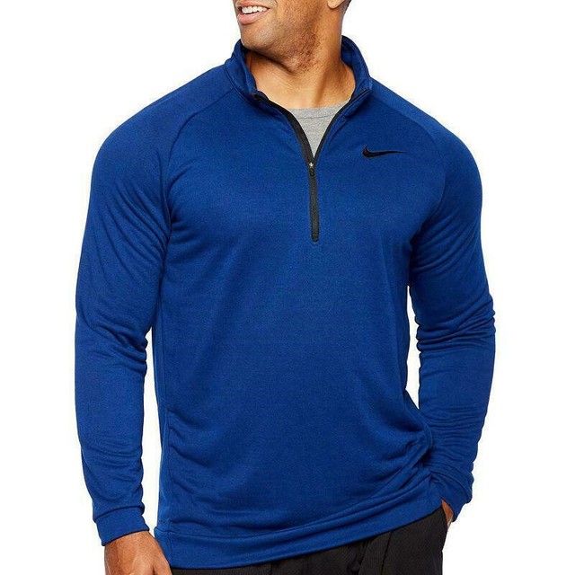 NIKE Men's DriFit Fleece 1/4 Zip Long Sleeve Top NWT Dark Blue SIZE