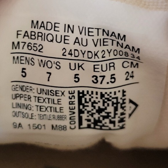 Converse White Low Top Sneakers Tennis Shoes Men's 5 Women's 7 Lace Up Chuck thumbnail 7