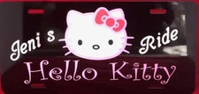Hello Kitty Custom Personalized License Plate Engraved Auto Car Tag Vanity Plate