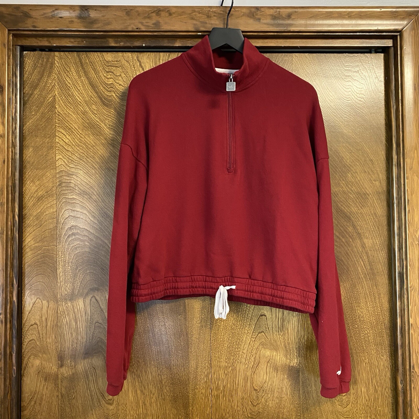 Hollister Large Women’s Cropped Quarter Zip Banded Sweatshirt Drawstring Waist