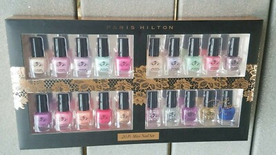Paris Hilton Classic 20 Piece Mini Nail Polish Collection Black Box Copper Foil