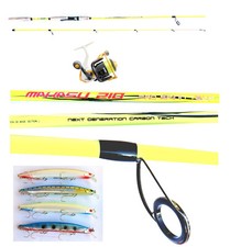Kit Canna Spinning Mulinello Filo Long Jerk Pesca Pesce Serra Spigola TP