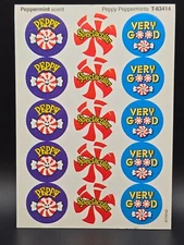 Vintage Scratch n' sniff Peppy Peppermints Trend stickers. Individual sheet