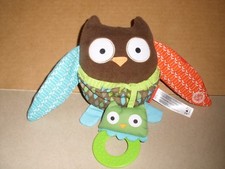 Skip Hop Lovey Plush Owl Brown Red Blue Green Baby Teether Toy 2011 6''