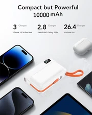 Power Bank,Portable Charger w 2 Built-in Cables,22.5w Fast Charging Battery Pack