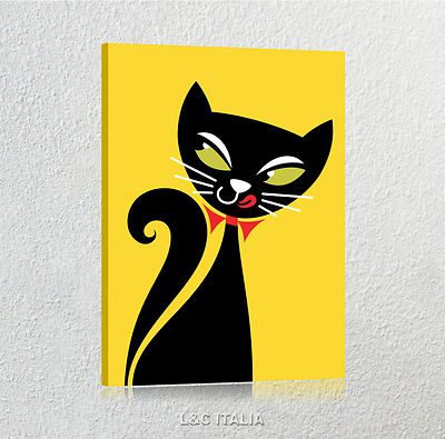 Tableau Chat Moderne 50x70 Cm Sur Toile - Déco Salon Italienne éco-responsable