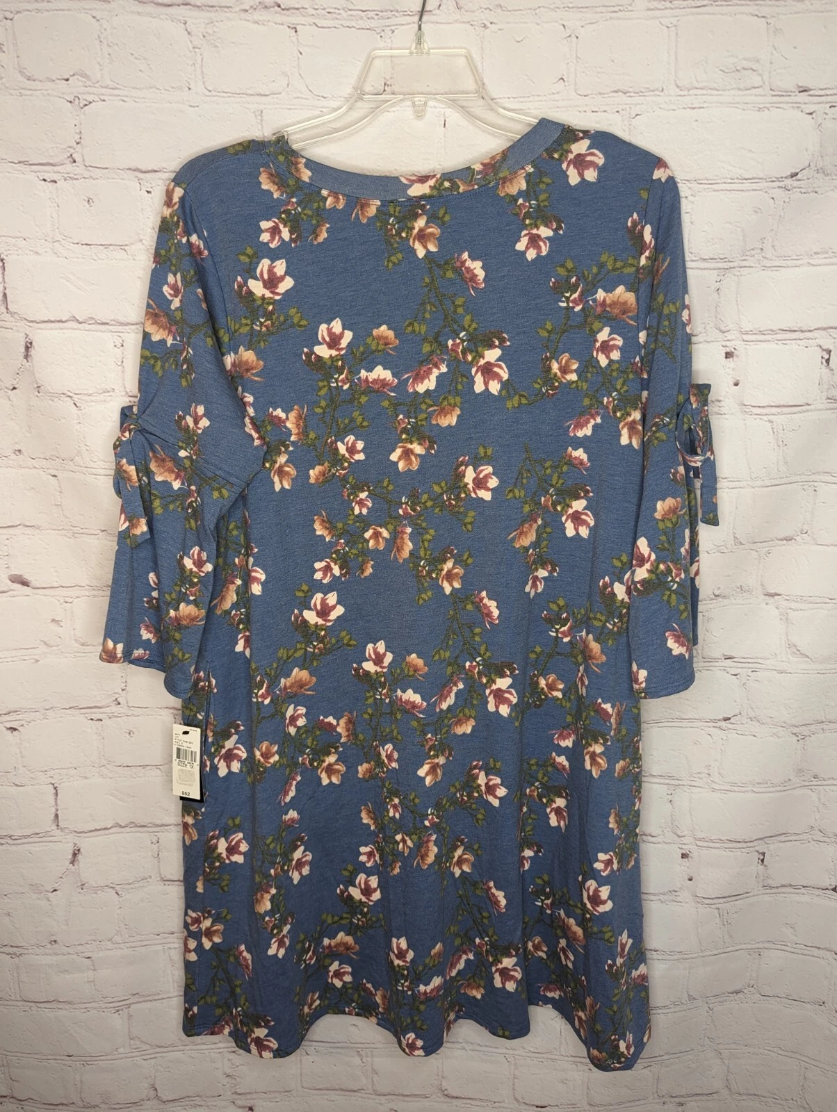 Abito tubino donna Alyx blu floreale manica a campana 3 4 con cravatte buco della serratura tg 1X