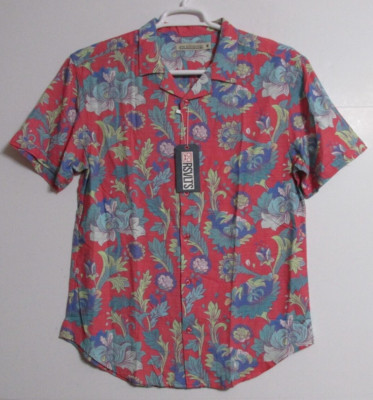 Men's The Roosevelts Rococo Bamboo Floral Short Sleeve Camp Shirt Size Medium