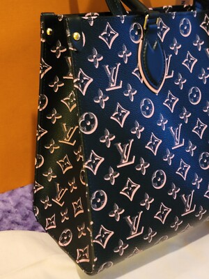 Louis Vuitton Onthego MM Monogram Black Pink Flower Limited