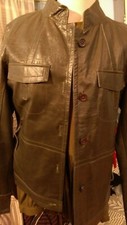 Superior Ny Fits Size M Leather Jacket Dark Green New W/defect See Measurem